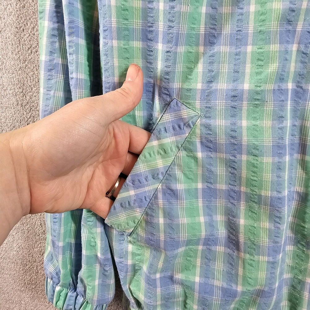 Blast Petites Jacket Cottagecore Grannycore Retro Floral Plaid Blue Green PS - Picture 6 of 12